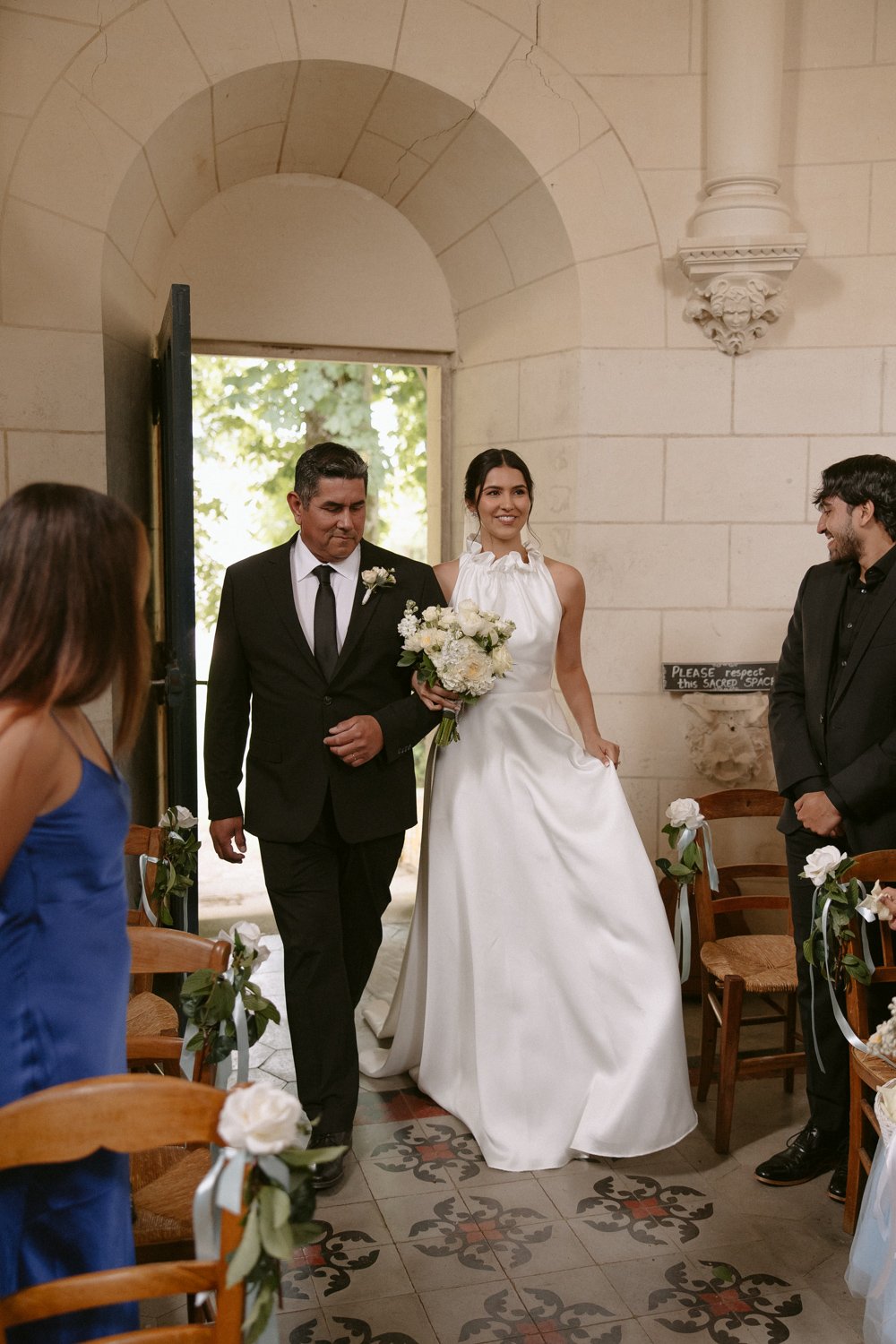 chapel wedding ceremony paris bride entrance