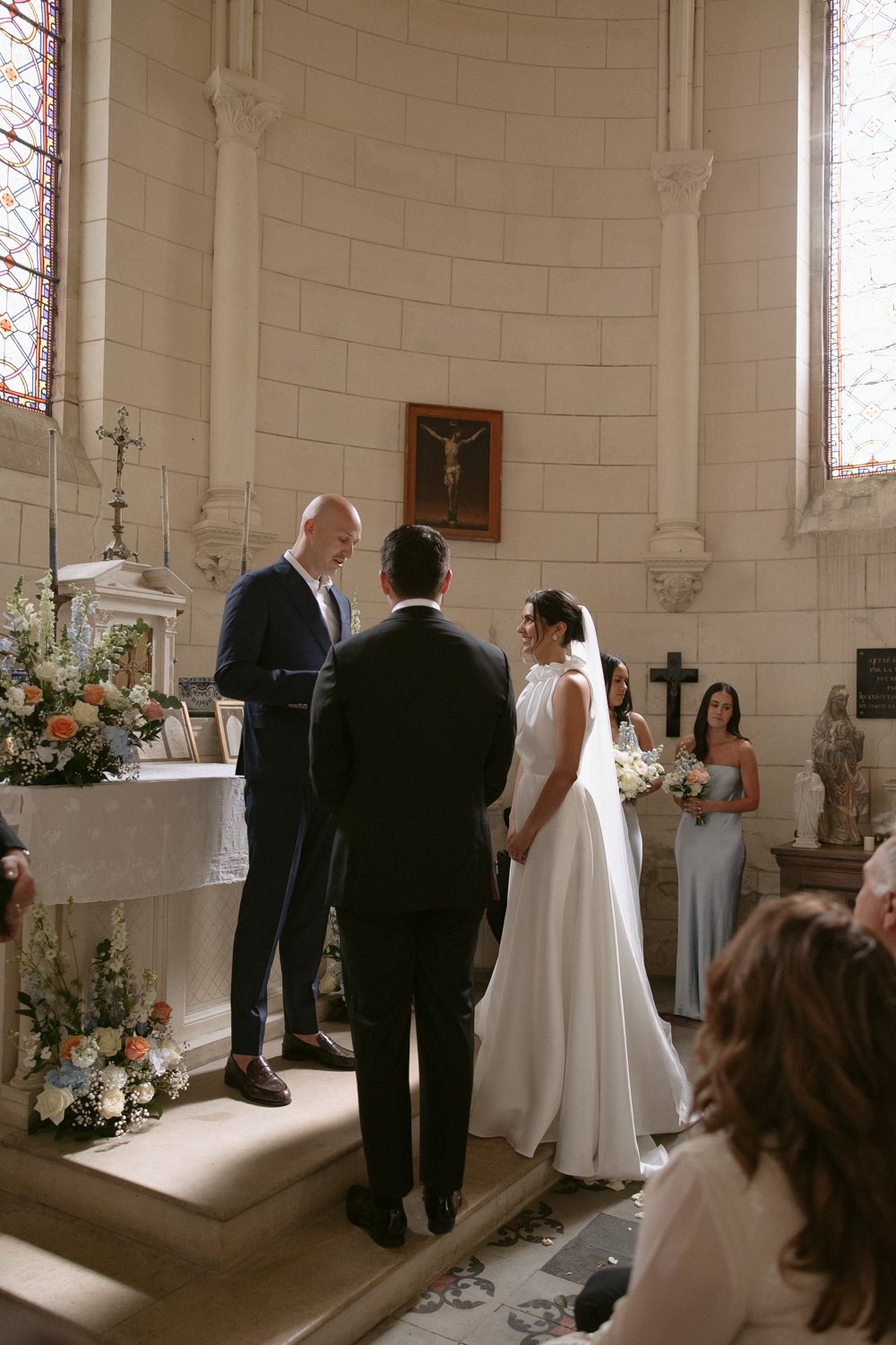 chapel wedding ceremony paris couple vows