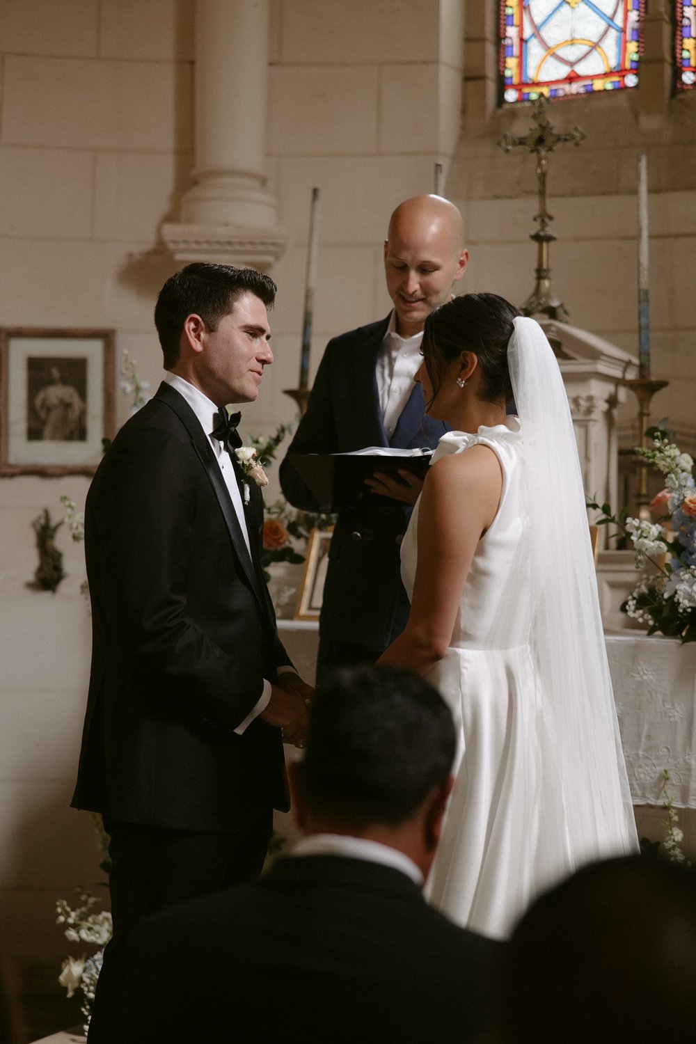 chapel wedding ceremony paris couple vows